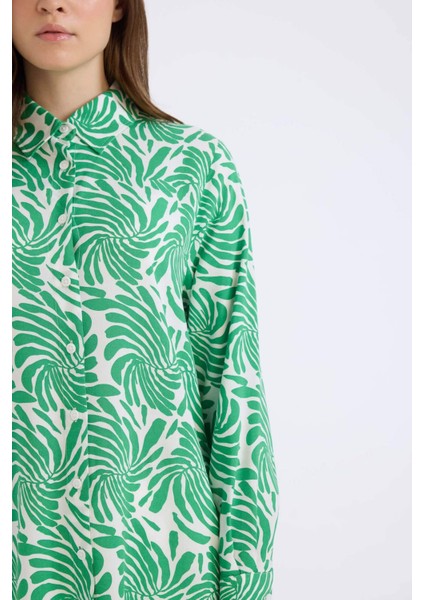 Relax Fit Gömlek Yaka Desenli Viskon Uzun Kollu Tunik D7348AX25SP fırsatları