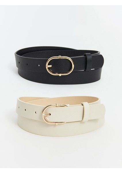Yeni Sezon Deri Görünümlü Kadın Kemer 2'li