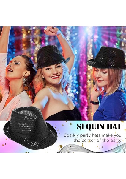 Siyah Payetli Fötr Şapka Yetişkin Boy modelleri