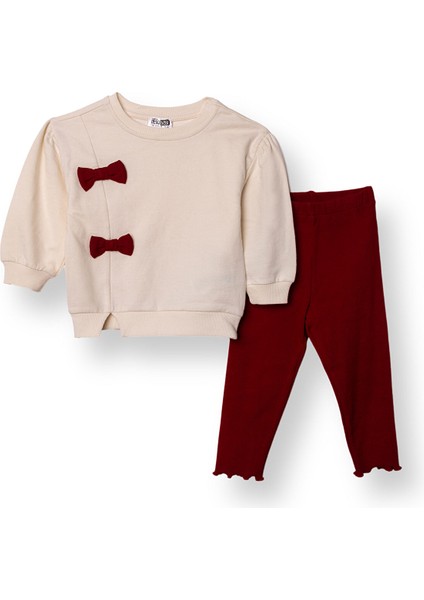 Kız Bebek Chic Bluz - Tayt Iki Iplik Bisiklet Yaka Uzun Kol Reçme Paça