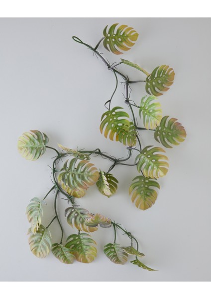 Monstera Leaf Tek Dal Yapay Çiçek 110 cm Yeşil-Mor