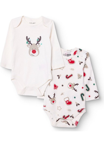 Erkek Bebek New Year 2li Uzun Kol Body Zarf Yaka Uzun Kol Ribana Paça