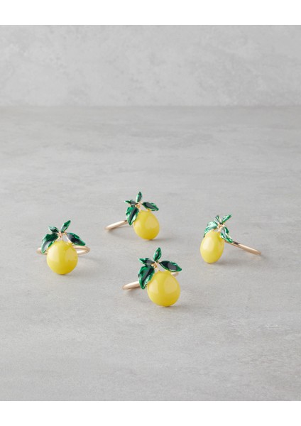 Summer Lemon Metal 4'lü Peçete Halkası 4 cm Gold fiyatları
