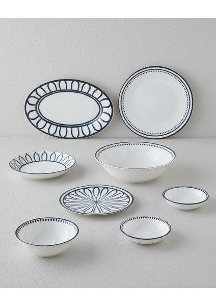 Monarch Porselen Servis Tabağı 25 cm Siyah - Beyaz fırsatları