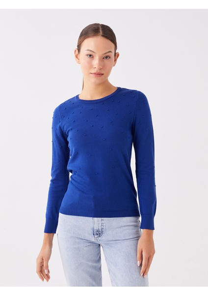 Yeni Sezon Bisiklet Yaka Kendinden Desenli Uzun Kollu Kadın Triko Kazak fiyatları