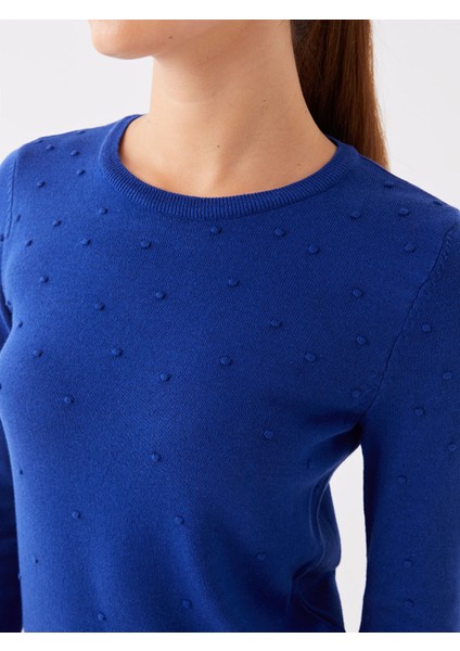 Yeni Sezon Bisiklet Yaka Kendinden Desenli Uzun Kollu Kadın Triko Kazak fırsatları