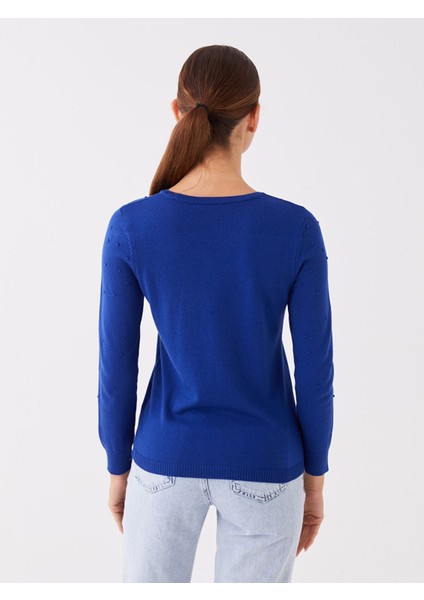 Yeni Sezon Bisiklet Yaka Kendinden Desenli Uzun Kollu Kadın Triko Kazak indirimleri