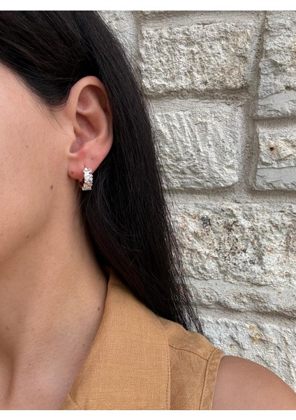 Xuping Baget Taşlı 14K Orta Boy Halka Gold Küpe modelleri