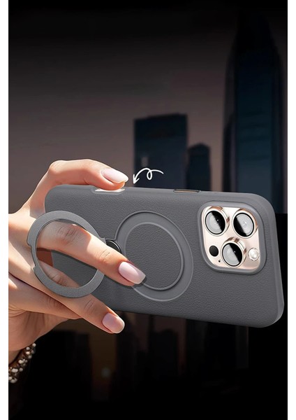iPhone 16 Pro Max Vapor Deri Magsafe Standlı Kılıf - Titan Gri indirimleri
