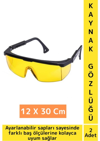 Premium Dayanıklı Atölye Endüstriyel Hafif Ayarlanır Geniş Görüş Açılı Çapak Kaynak Gözlüğü 2 Adet