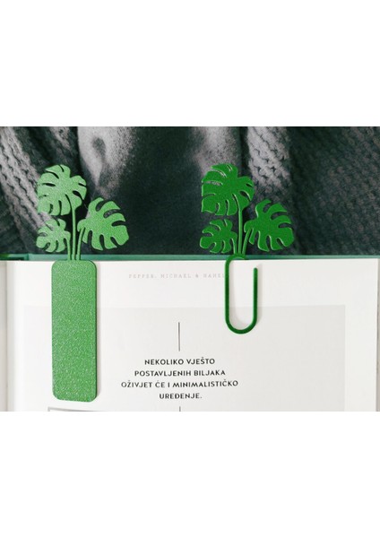 Monstera Deve Tabanı Tasarımlı Metal Kitap Ayracı - Botanik Seri