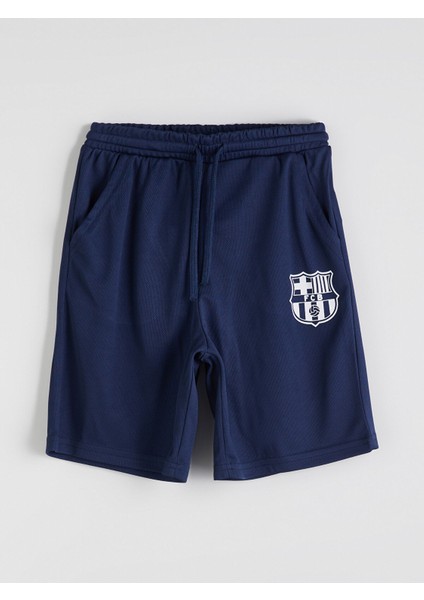 Yeni Sezon Beli Lastikli Barcelona Baskılı Erkek Çocuk Şort