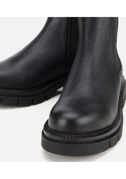 01BOH312900A100 KADIN Deri Siyah Lastik Detaylı Düz Bot modelleri
