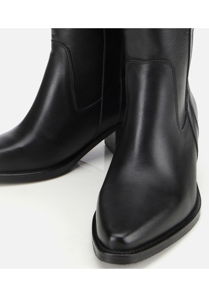 01BOH313140A100 KADIN Deri Siyah Western Topuklu Bot modelleri