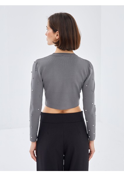 Yeni Sezon Bisiklet Yaka Crop Kadın Triko Kazak fırsatları