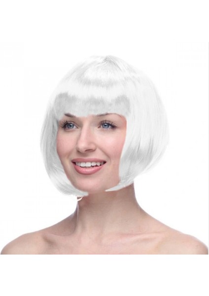 Beyaz Küt Peruk Saç