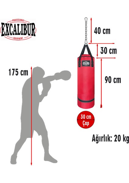 Polystar 90 x 30 cm Boks Kum Torbası Kırmızı - Eldiven Hediyeli fiyatları