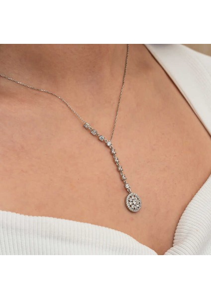 Gümüş Sıralı Zirkon Taşlı Çiçek Kadın Kolye indirimleri