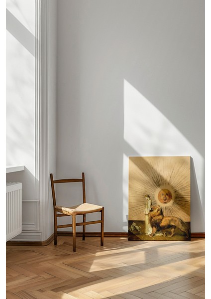 Güneşin Görkemi - Kanvas Tablo - Mistik Aslan ve Kadın Figürü Sanat Dekoru fırsatları