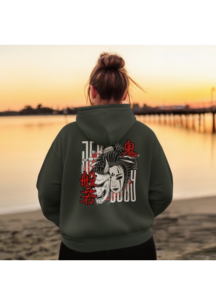 Japon Sanatı Temalı Unisex Kapşonlu Sweatshirt – Minimalist ve Şık