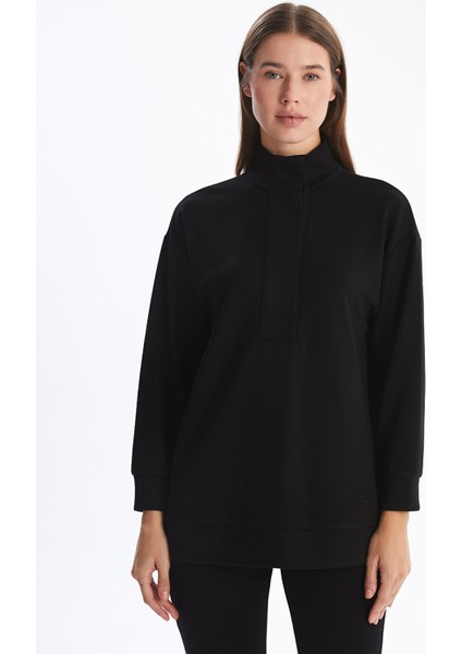 Yeni Sezon Dik Yaka Oversize Kadın Sweatshirt Tunik