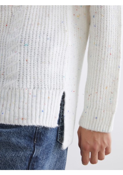 Yeni Sezon Bisiklet Yaka Kendinden Desenli Kadın Triko Kazak fırsatları