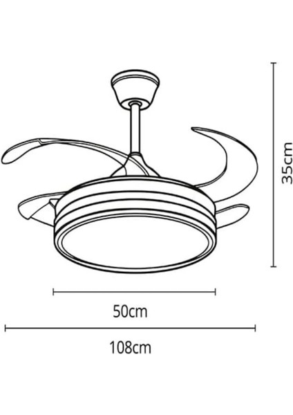 Tavan Vantilatörü Aydınlatmalı Gizli Kanat Pervaneli Kumandalı Açılır-Kapanır Kanat 3 Işık Rengi-11 108 CM fiyatları