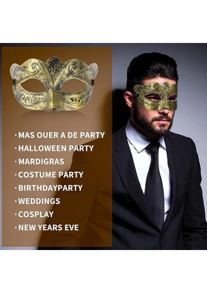 Altın Renk Eskitme Balo Maskesi – Venedik Tarzı Parti Maskesi modelleri