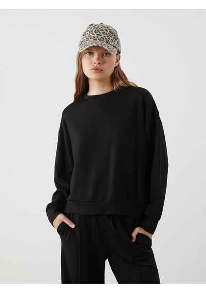 Yeni Sezon Bisiklet Yaka Oversize Kadın Sweatshirt