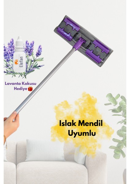 Mandallı Kıskaçlı Mikrofiber Istediğin Bezi Tak Yer Duvar Cam Silme Mop - Islak Mendil Uyumlu