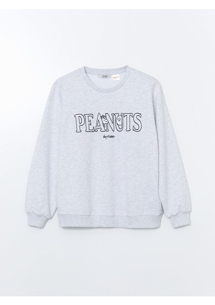 Yeni Sezon Bisiklet Yaka Snoopy Baskılı Oversize Kadın Sweatshirt indirimleri