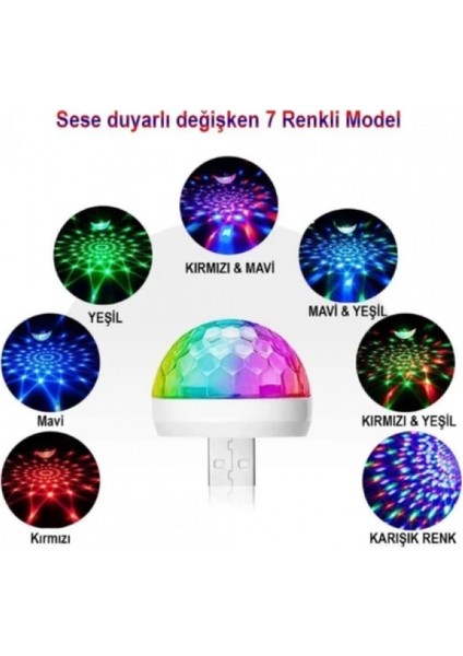 USB Girişli Sese Duyarlı Disko Topu