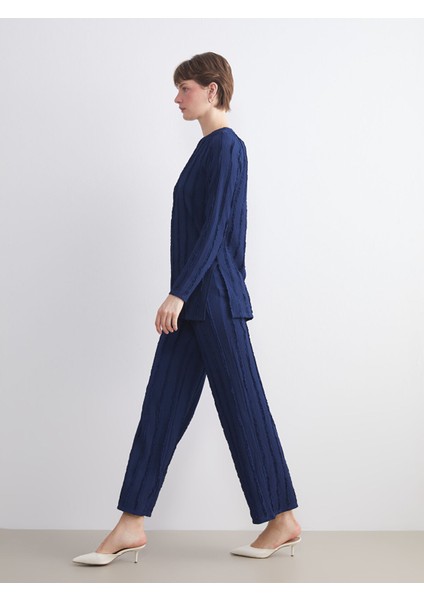 Yeni Sezon Beli Lastikli Dokulu Kadın Pantolon