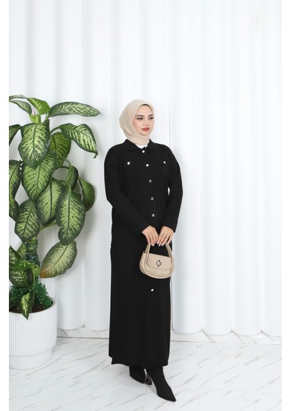 Düğme Detaylı Triko Etekli Takım