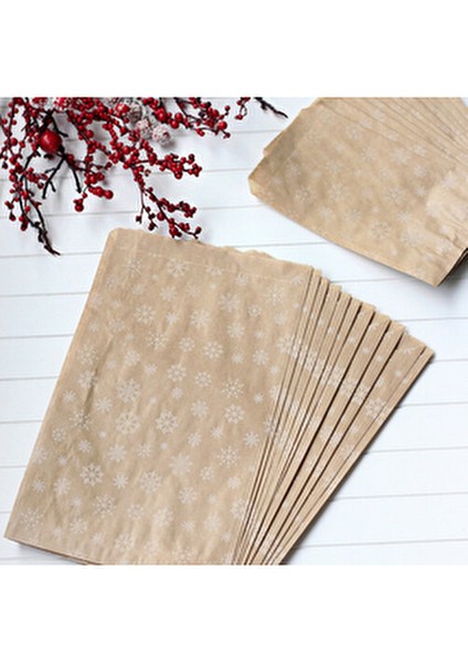 Kar Desenli Kraft Kese Kağıdı 18 x 30 cm 10 Adet Beyaz Renkli modelleri