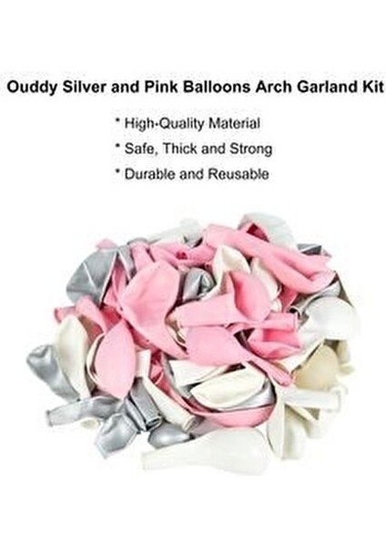 Lüks 1 Yaş Doğum Günü Balon Zincir Seti Pembe Gümüş 60 Adet modelleri