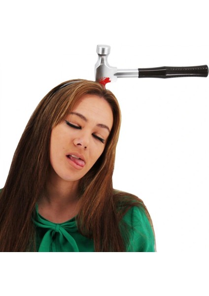 Kafaya Saplanmış Kahverengi Saplı Çekiç Şaka Tacı