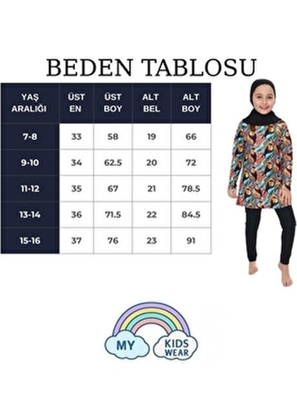 Kız Çocuk Tesettür Mayo Uzun Kollu Dijital Baskılı Yaz Modelleri modelleri