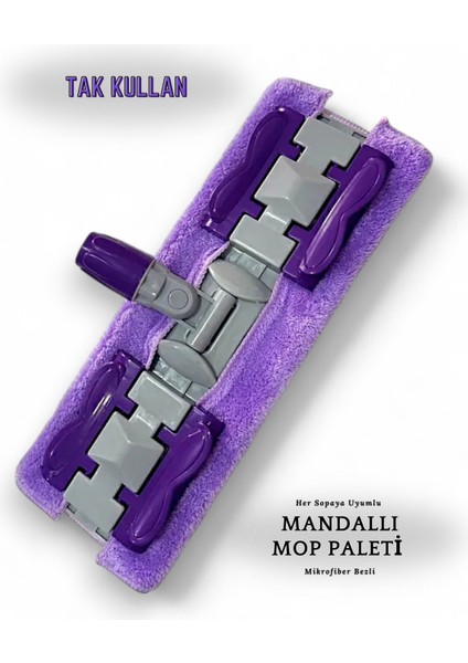Mandallı Mop Paleti Her Sopaya Uyumlu 1 Adet Mikrofiber Bezli ( Sopasız Gelecektir)
