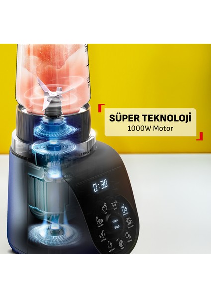 Blend Up 0,85 Litre 8 Programlı Güçlü 1000 Watt Mini Smoothie Blender - Mavi