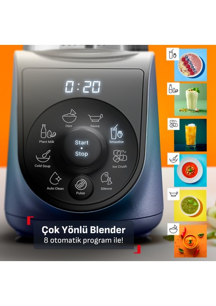 Blend Up 0,85 Litre 8 Programlı Güçlü 1000 Watt Mini Smoothie Blender - Mavi