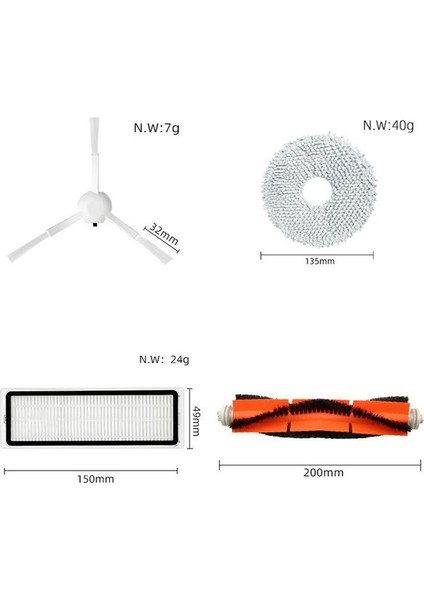 Xiaomi Robot Vakum S10+ / S10 Plus Yedek Parça Aksesuarları Ana Yan Fırça Hepa Filtre Mop Rag Bezi (Yurt Dışından)