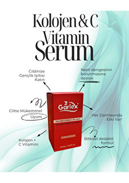 Kolajen Hyaluronik C&E Vitamin Serum Yaşlanma Karşıtı Etki 30 ml Tüm Cilt Tipleri İçin