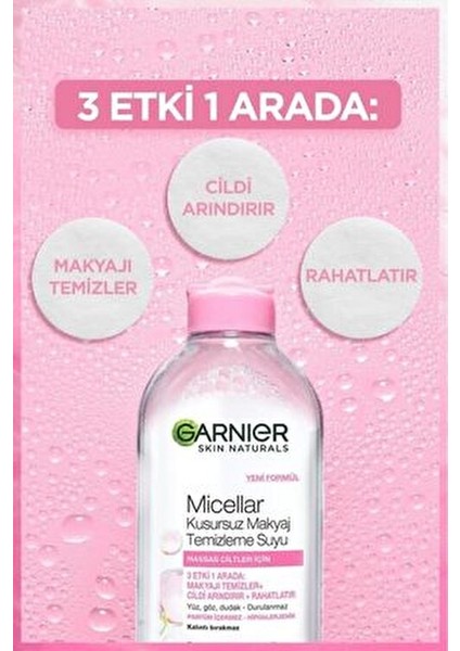 Micellar Kusursuz Makyaj Temizleme Suyu Hassas Ciltler İçin 2 Adet 200 ml Temizleyici