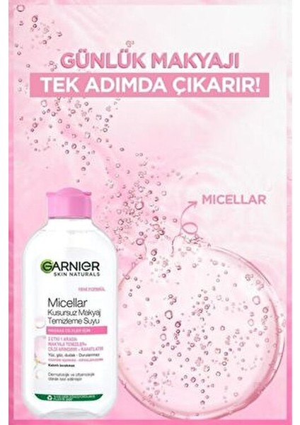 Micellar Kusursuz Makyaj Temizleme Suyu Hassas Ciltler İçin 2 Adet 200 ml Temizleyici