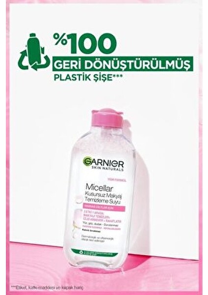 Micellar Kusursuz Makyaj Temizleme Suyu Hassas Ciltler İçin 2 Adet 200 ml Temizleyici