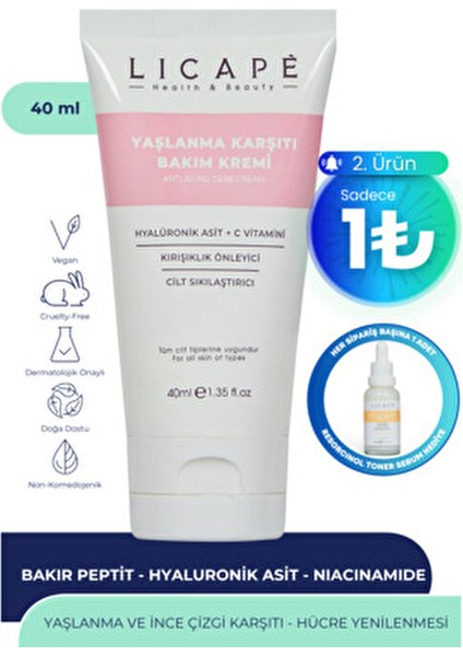 Licapé Yenileyici Bakım Kremi Tüm Cilt Tipleri İçin Hyaluronik Asit 40 ml fiyatları