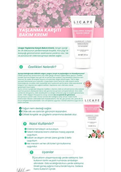 Licapé Yenileyici Bakım Kremi Tüm Cilt Tipleri İçin Hyaluronik Asit 40 ml fırsatları