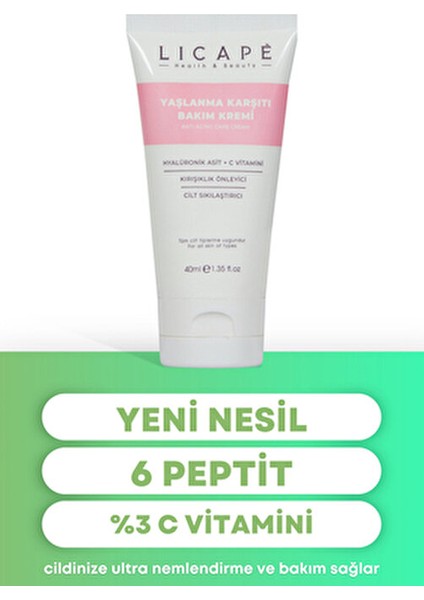 Licapé Yenileyici Bakım Kremi Tüm Cilt Tipleri İçin Hyaluronik Asit 40 ml