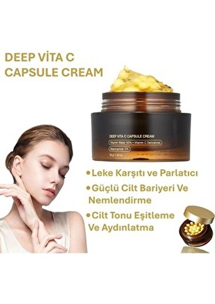 Vitamin C Kapsüllü Krem Yoğun Nemlendirici ve Cilt Aydınlatıcı 50 gr Tüm Cilt Tipleri İçin fırsatları